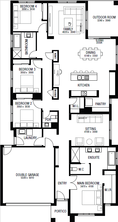 Atessa 28 floor plan - 4 bed, 2.5 bath, 2 car